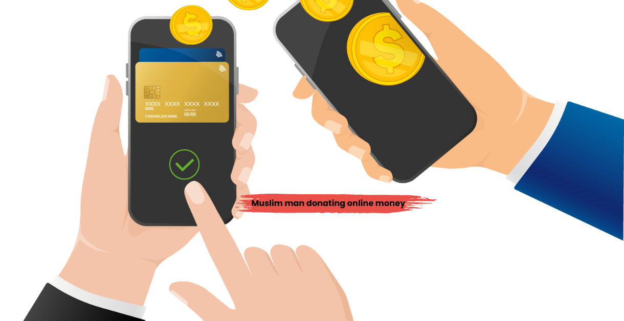 Muslim man donating online through a mosque website