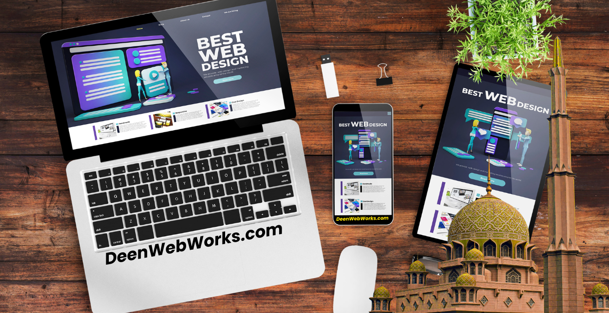 mosque website in mobile and desktop view