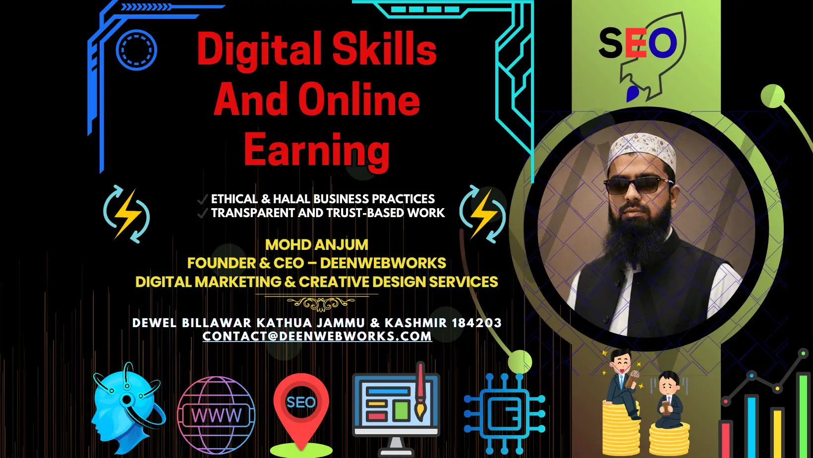 Digital Skills and Online Earning in 2026 full Guide 3 Digital skills and online earning concept showing laptop, freelancing work, and remote income opportunities