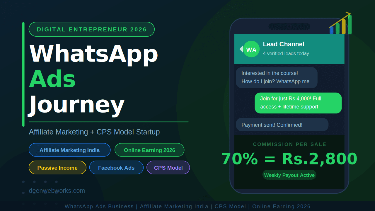 👉 WhatsApp ads business India affiliate marketing CPS model digital entrepreneur startup journey